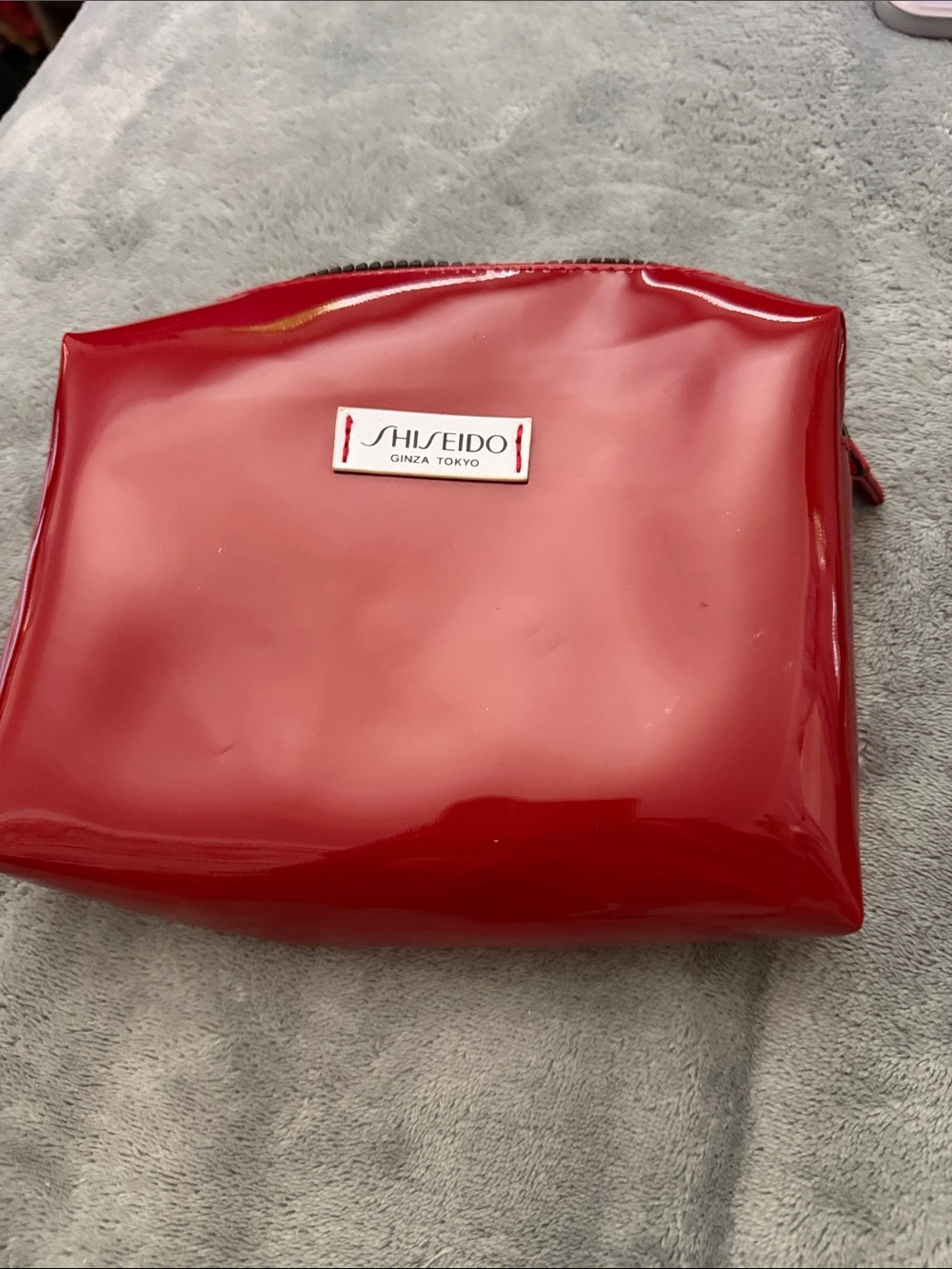 Shiseido Glossy Red Patent Cosmetic Pouch